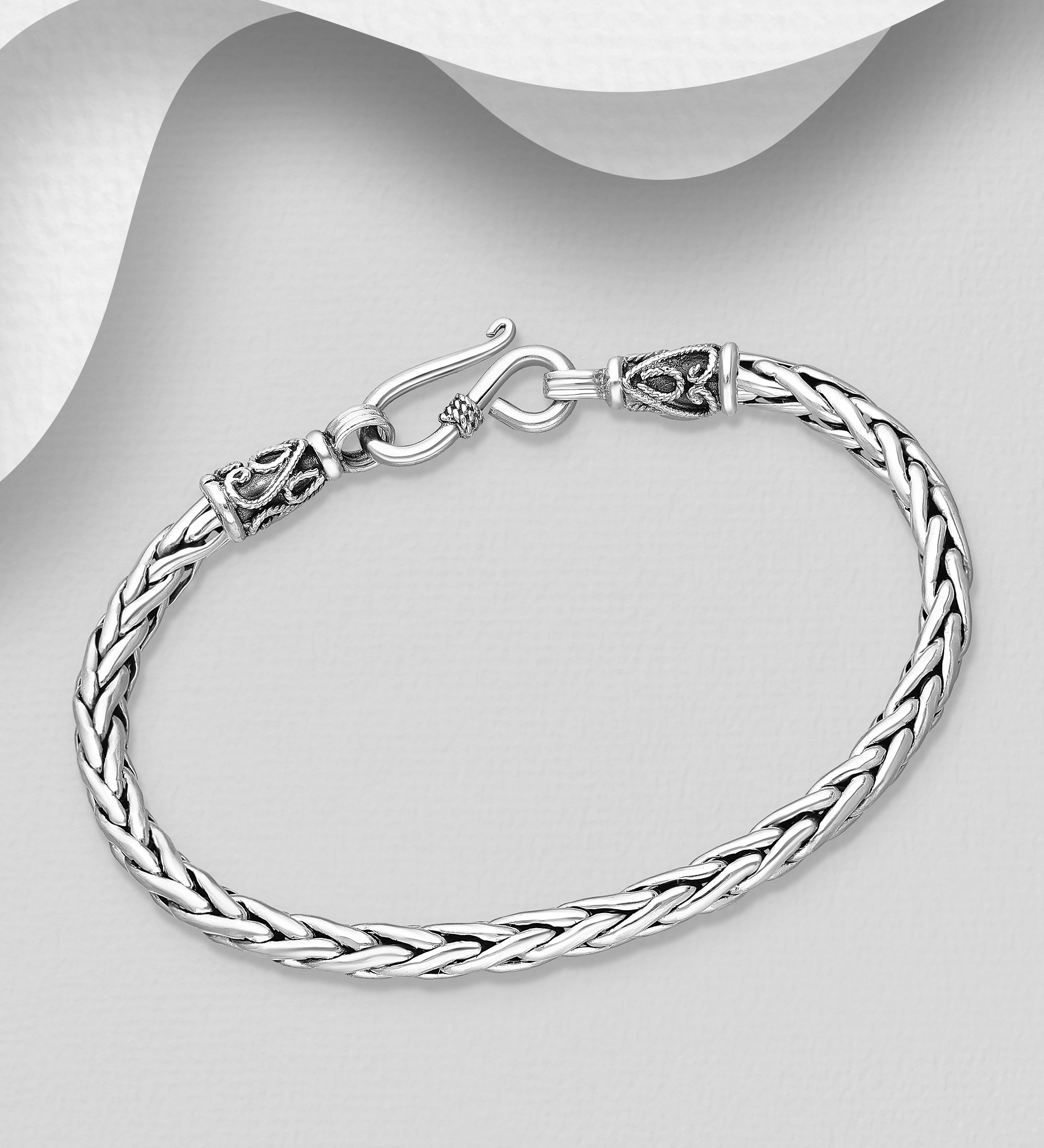 Wholesale 925 Sterling Silver Oxidized Weave Bracelet - SKU #1563-1613