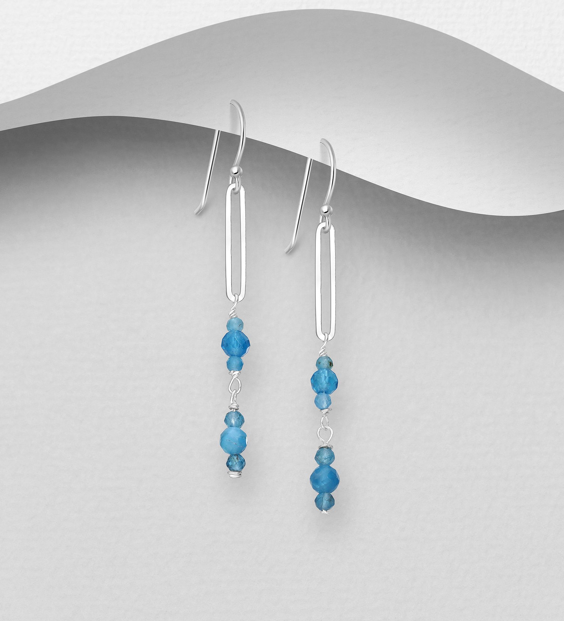 Wholesale 925 Sterling Silver Hook Earrings, Beaded with Various Gemstone Beads - SKU #883-9779