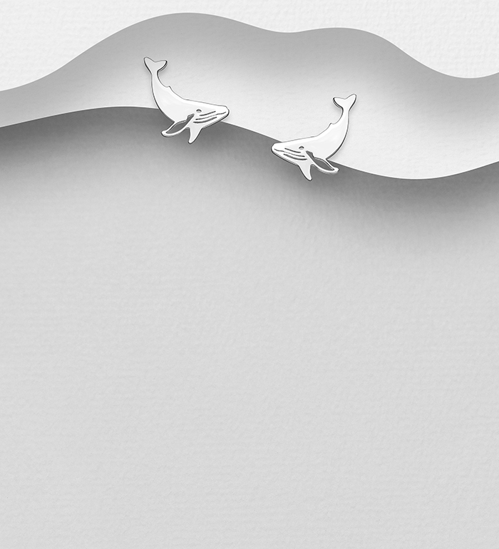 Wholesale 925 Sterling Silver Whale Push-Back Earrings - SKU #706-39190