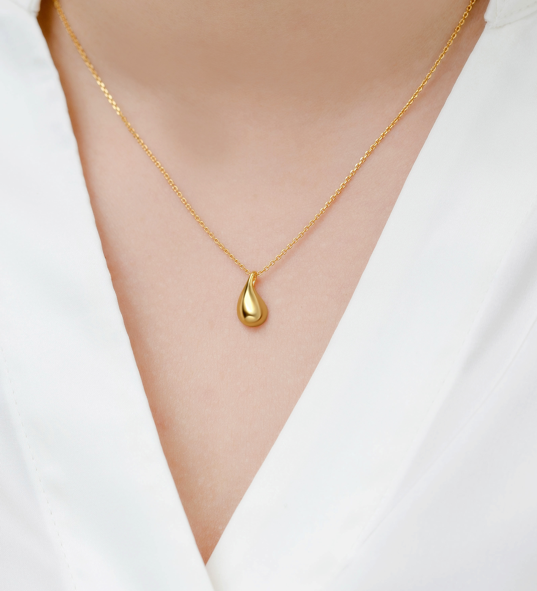 Wholesale 925 Sterling Silver Droplet Pendant, Plated with 0.5 Micron 14K Yellow Gold - SKU #1063-4884G