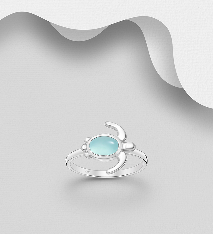 Wholesale 925 Sterling Silver Turtle Ring, Decorated with Various Gemstones - SKU #883-9801