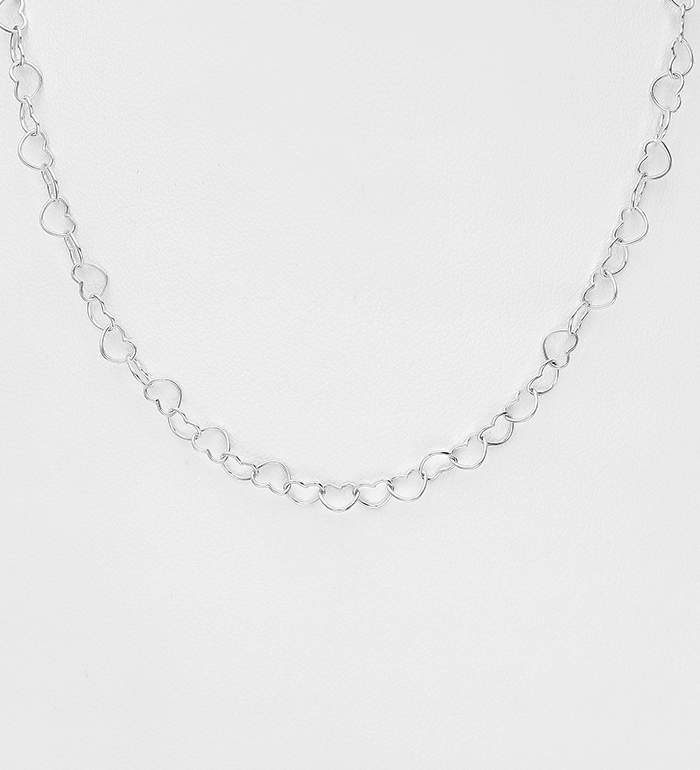 Wholesale 925 Sterling Silver Heart Link Necklace - SKU #706-39216
