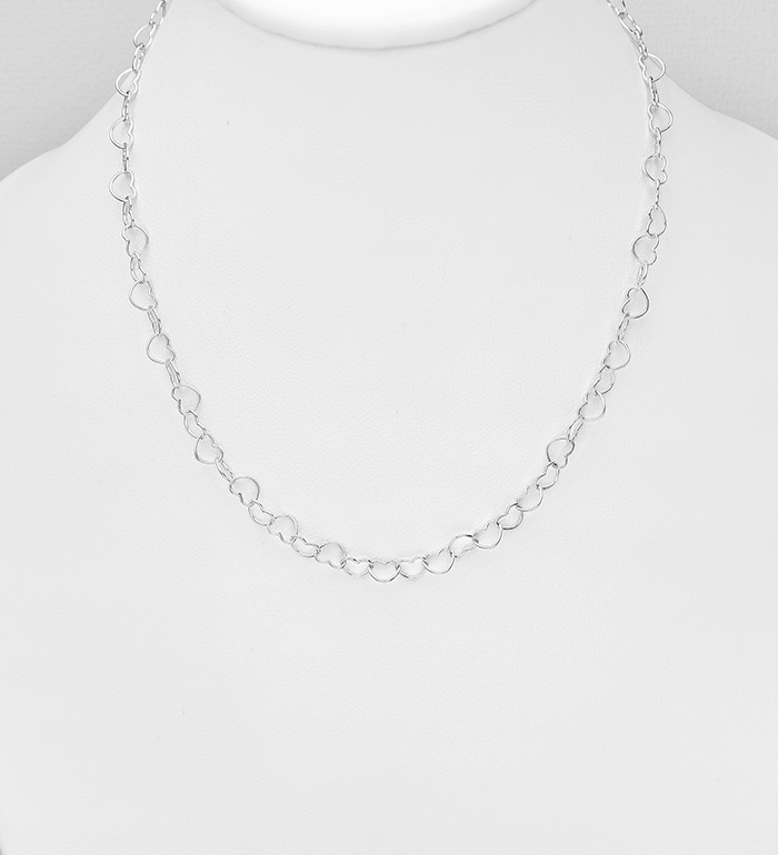 Wholesale 925 Sterling Silver Heart Link Necklace - SKU #706-39216