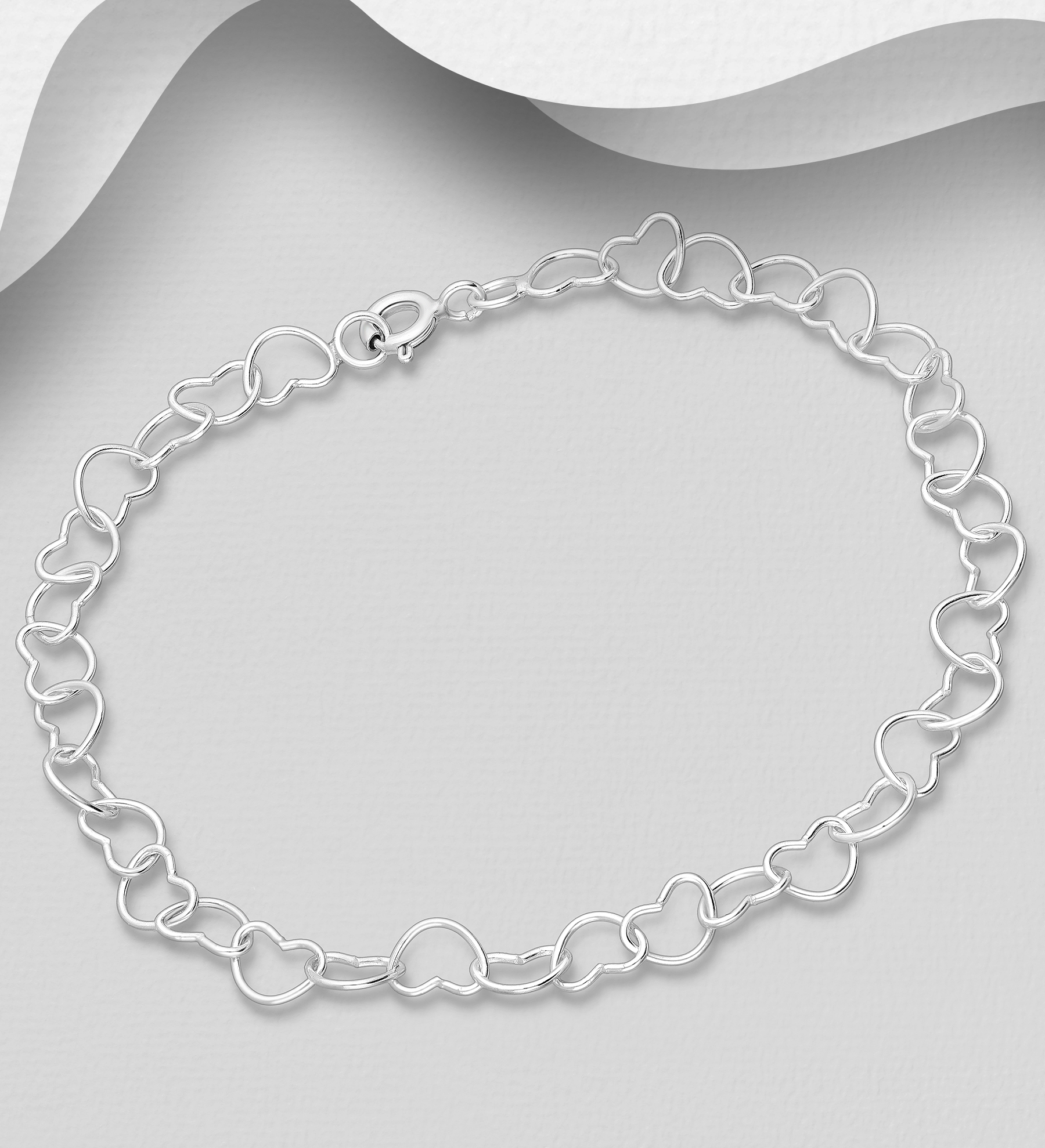 Wholesale 925 Sterling Silver Heart Link Bracelet - SKU #706-39217