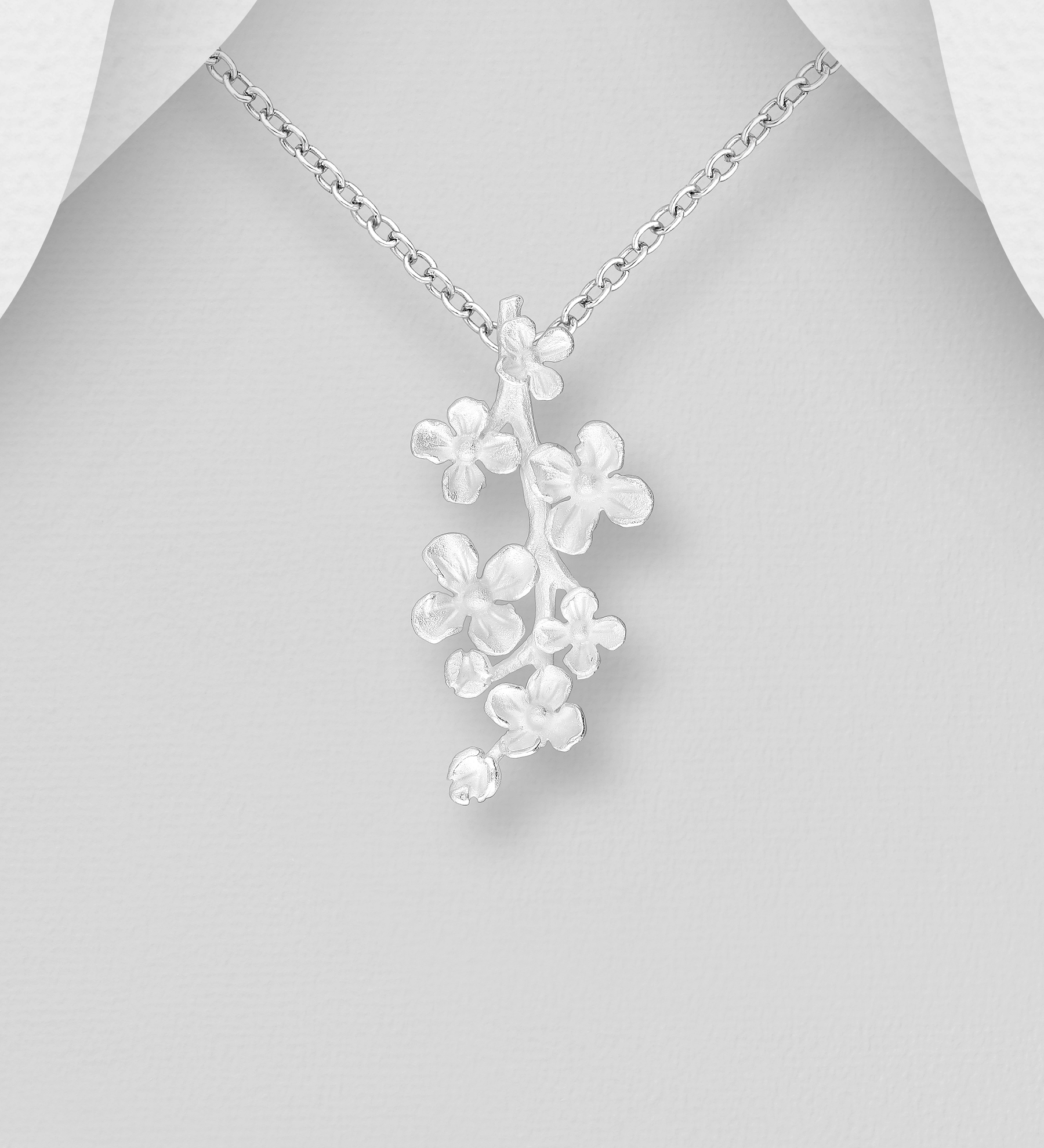 Wholesale 925 Sterling Silver Matte Flower Pendant - SKU #706-39224
