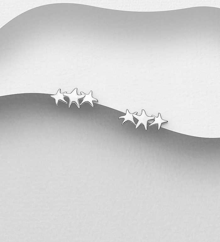 Wholesale 925 Sterling Silver Starfish Push-Back Earrings - SKU #1063-4930