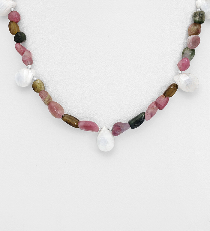 Wholesale 925 Sterling Silver Necklace, Beaded with Various Gemstone Beads - SKU #883-9833