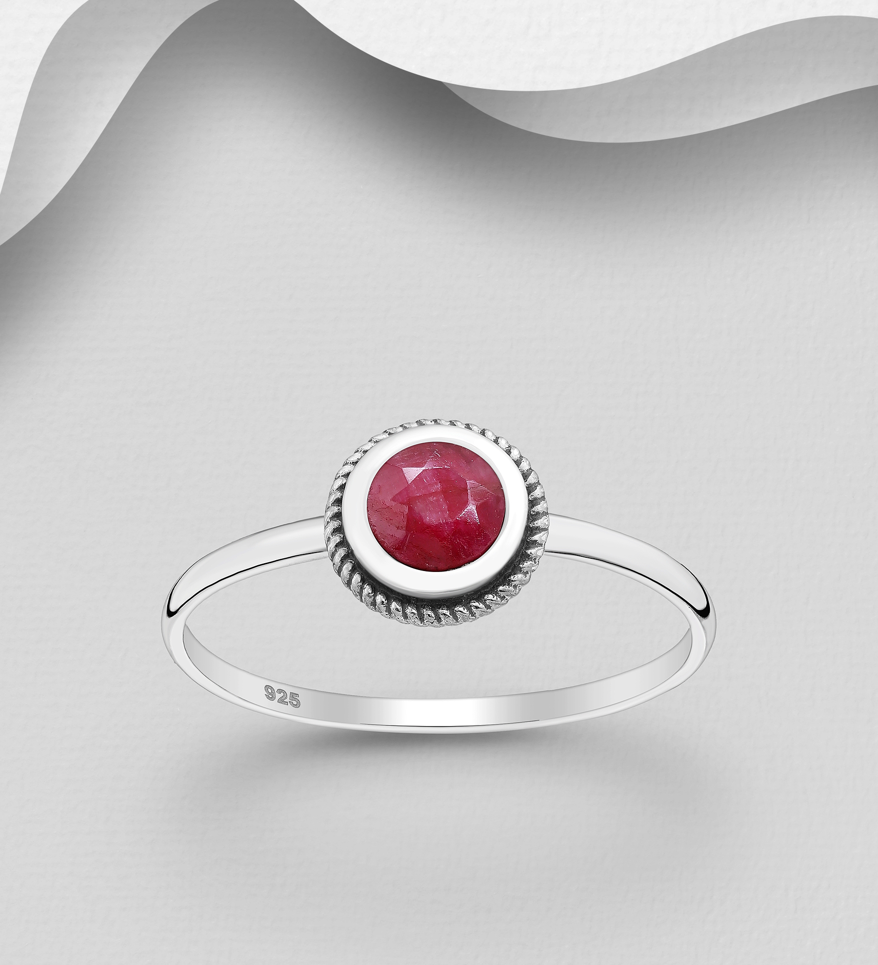 Wholesale 925 Sterling Silver Oxidized Ring, Decorated with Various Gemstones - SKU #883-9815A