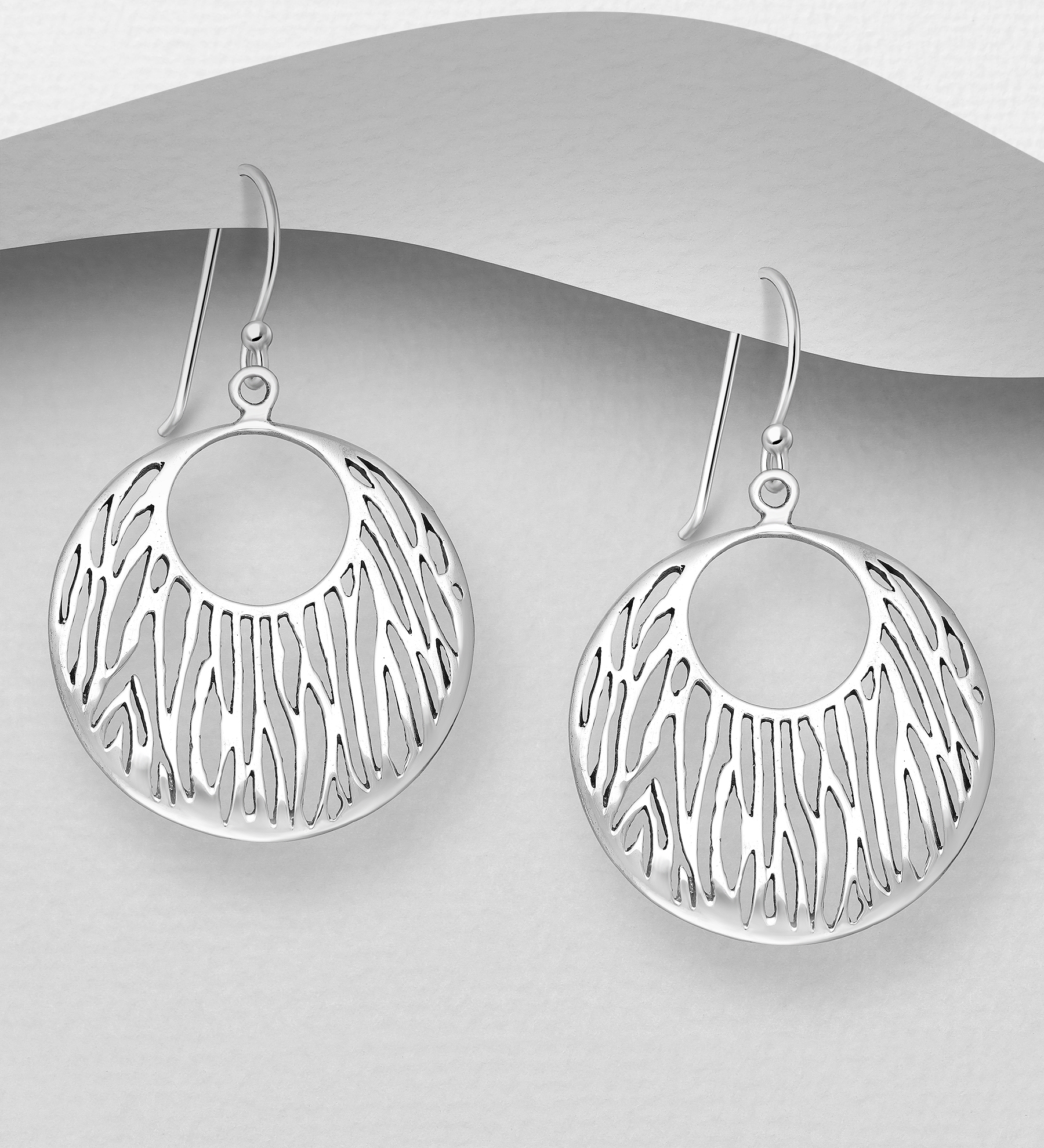 Wholesale 925 Sterling Silver Oxidized Hook Earrings - SKU #706-39249