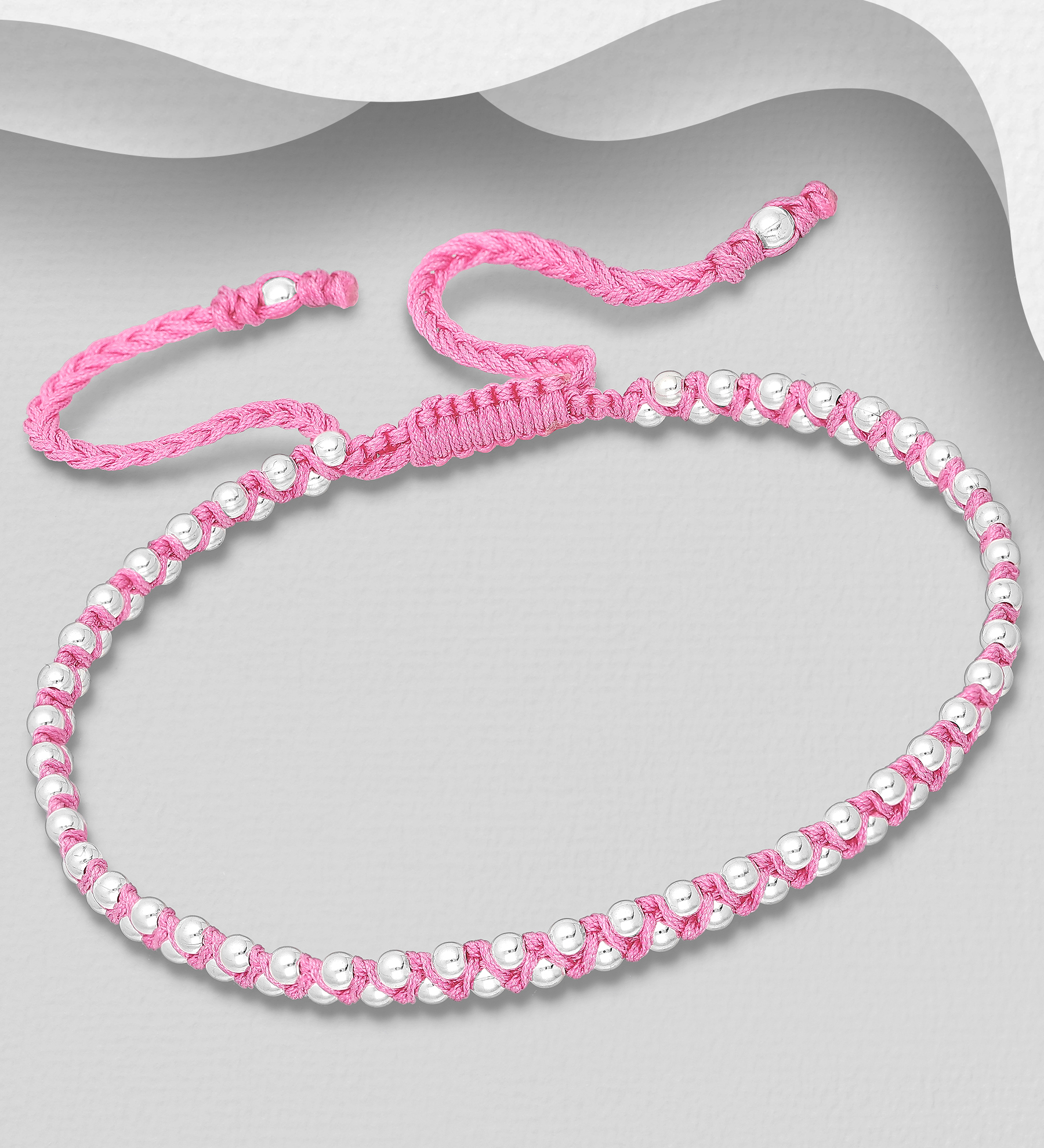 Wholesale 925 Sterling Silver Ball Bead Adjustable Thread Bracelet - SKU #706-39253