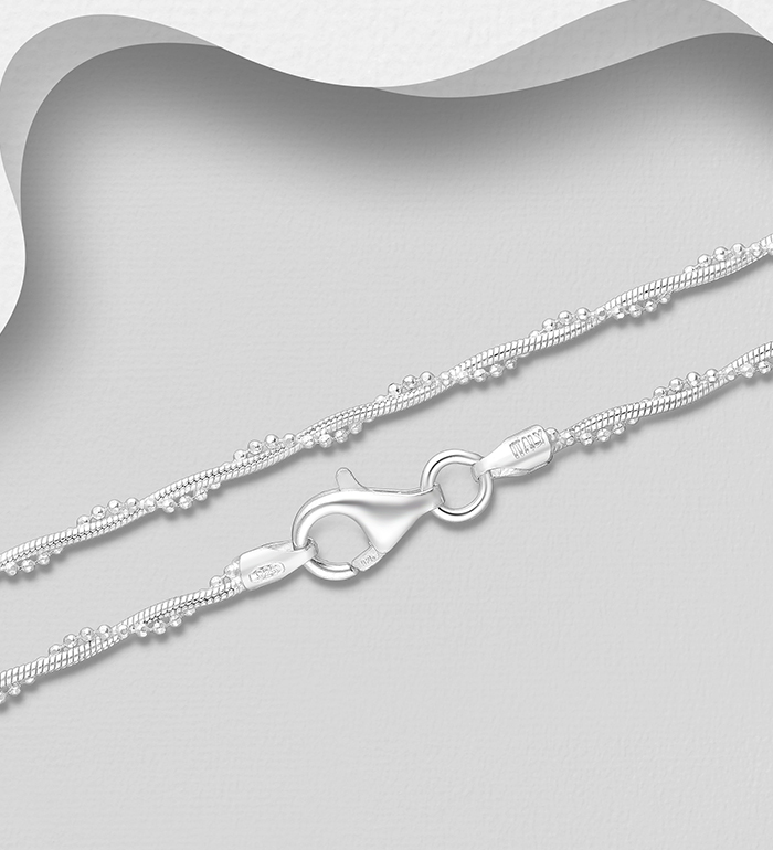 Italian Delight - Wholesale 925 Sterling Silver Twisted Snake and Ball Chain, 2 mm Wide, Made in Italy - SKU #706-39259