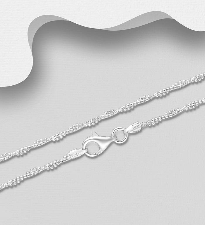 Italian Delight - Wholesale 925 Sterling Silver Twisted Snake and Ball Chain, 2 mm Wide, Made in Italy - SKU #706-39259