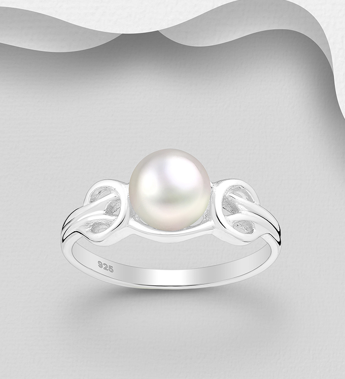Wholesale 925 Sterling Silver Ring, Decorated with Freshwater Pearl - SKU #382-6704