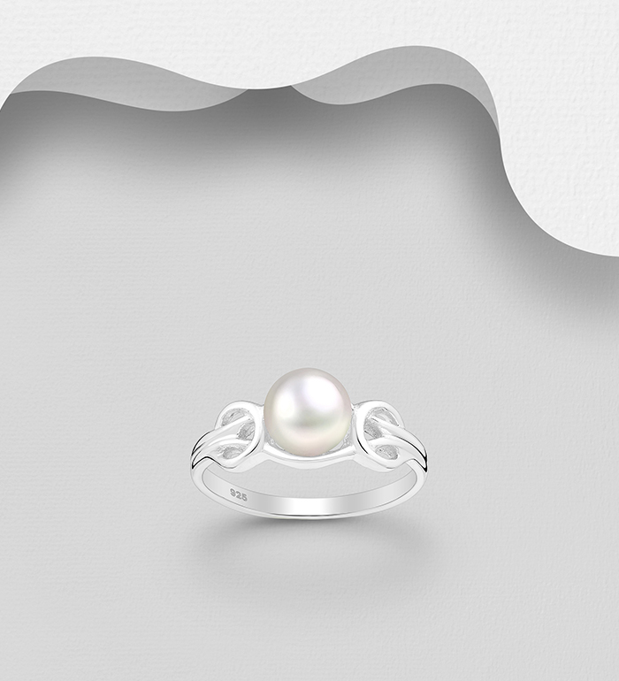 Wholesale 925 Sterling Silver Ring, Decorated with Freshwater Pearl - SKU #382-6704