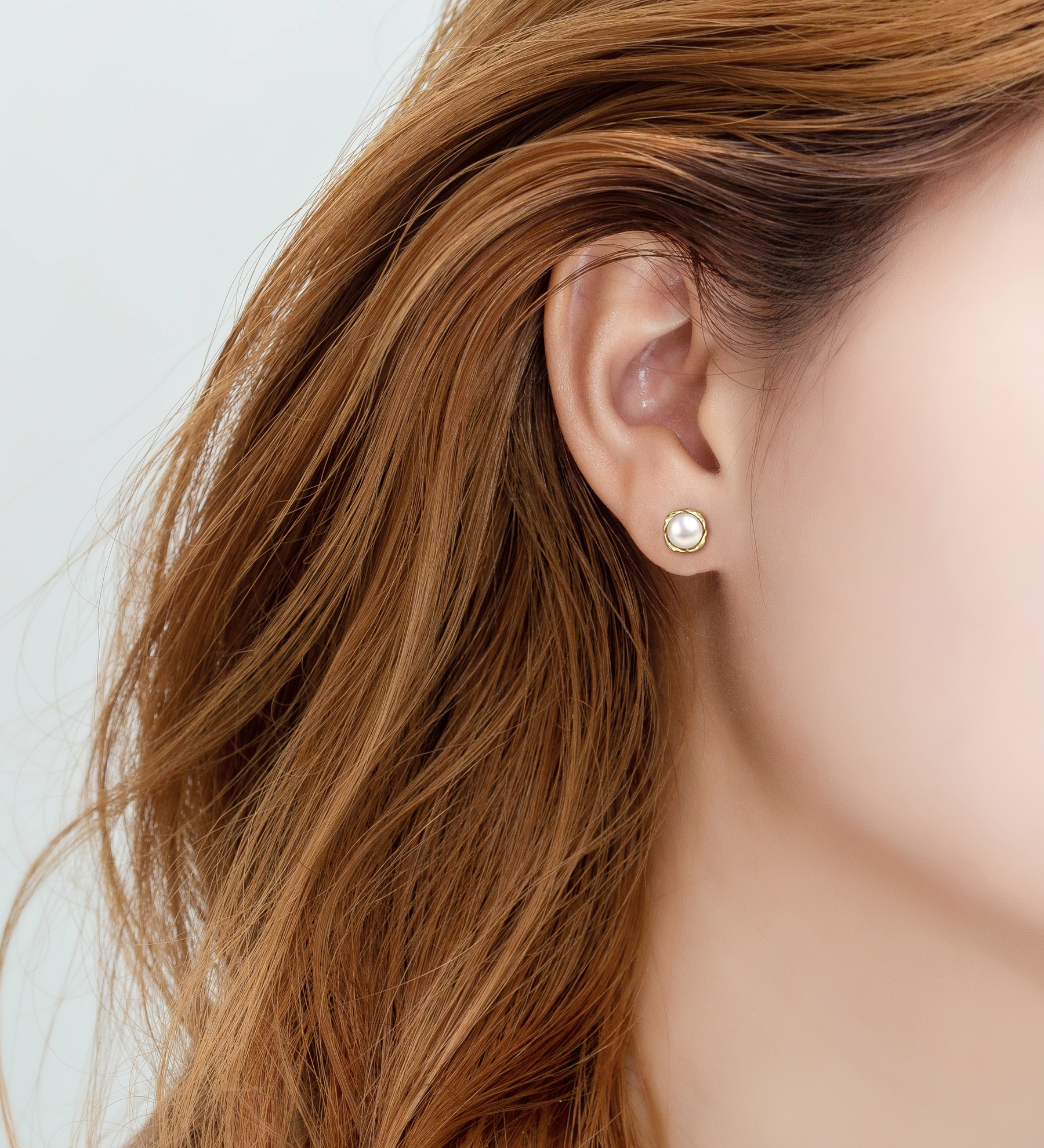 Wholesale 925 Sterling Silver Push-Back Earrings, Decorated with Freshwater Pearls and plated with 0.5 Micron 14K Yellow Gold - SKU #1063-4904G