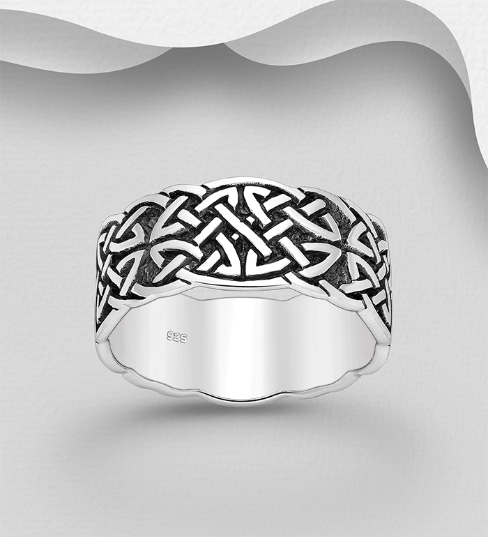 Wholesale 925 Sterling Silver Oxidized Celtic Ring - SKU #767-1978