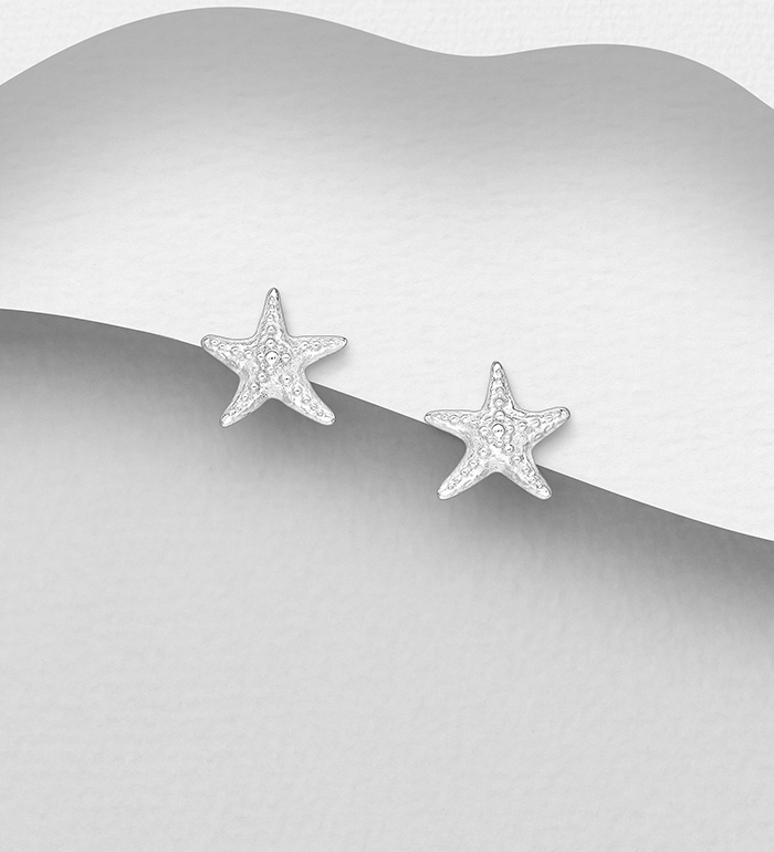 Wholesale 925 Sterling Silver Starfish Push-Back Earrings - SKU #1063-4974