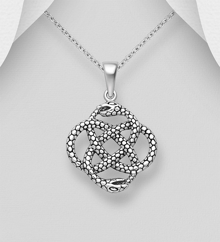 Wholesale 925 Sterling Silver Oxidized Celtic Ouroboros Pendant - SKU #1563-1651