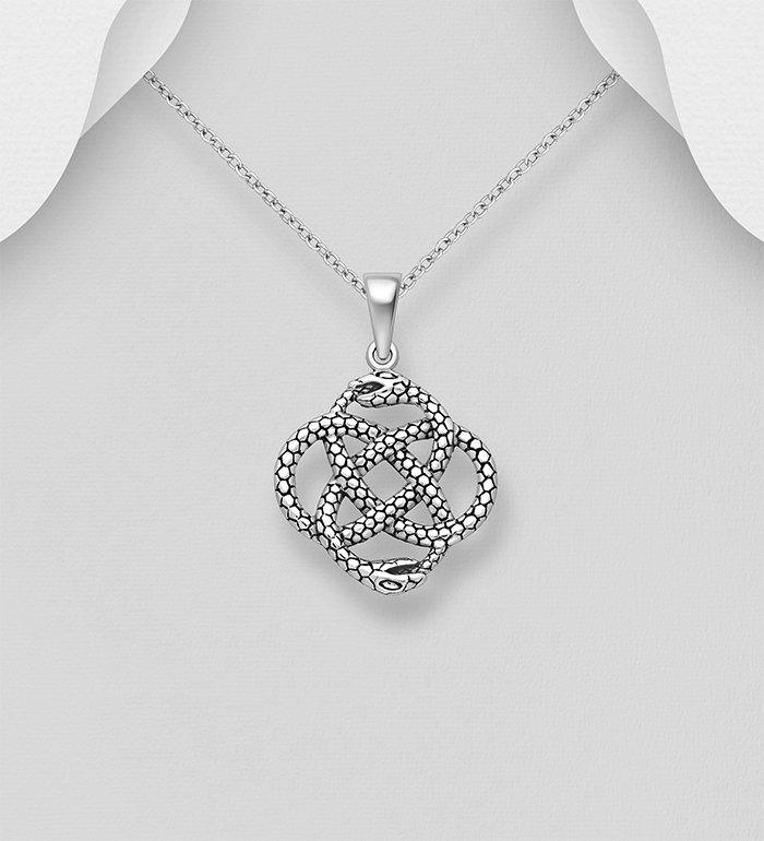 Wholesale 925 Sterling Silver Oxidized Celtic Ouroboros Pendant - SKU #1563-1651