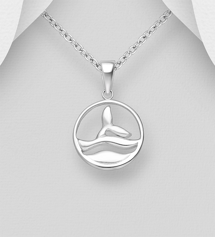 Wholesale 925 Sterling Silver Wave and Whale Tail Pendant - SKU #706-39468
