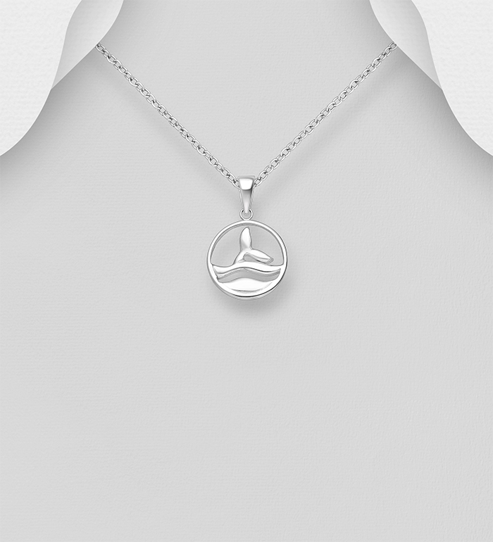 Wholesale 925 Sterling Silver Wave and Whale Tail Pendant - SKU #706-39468