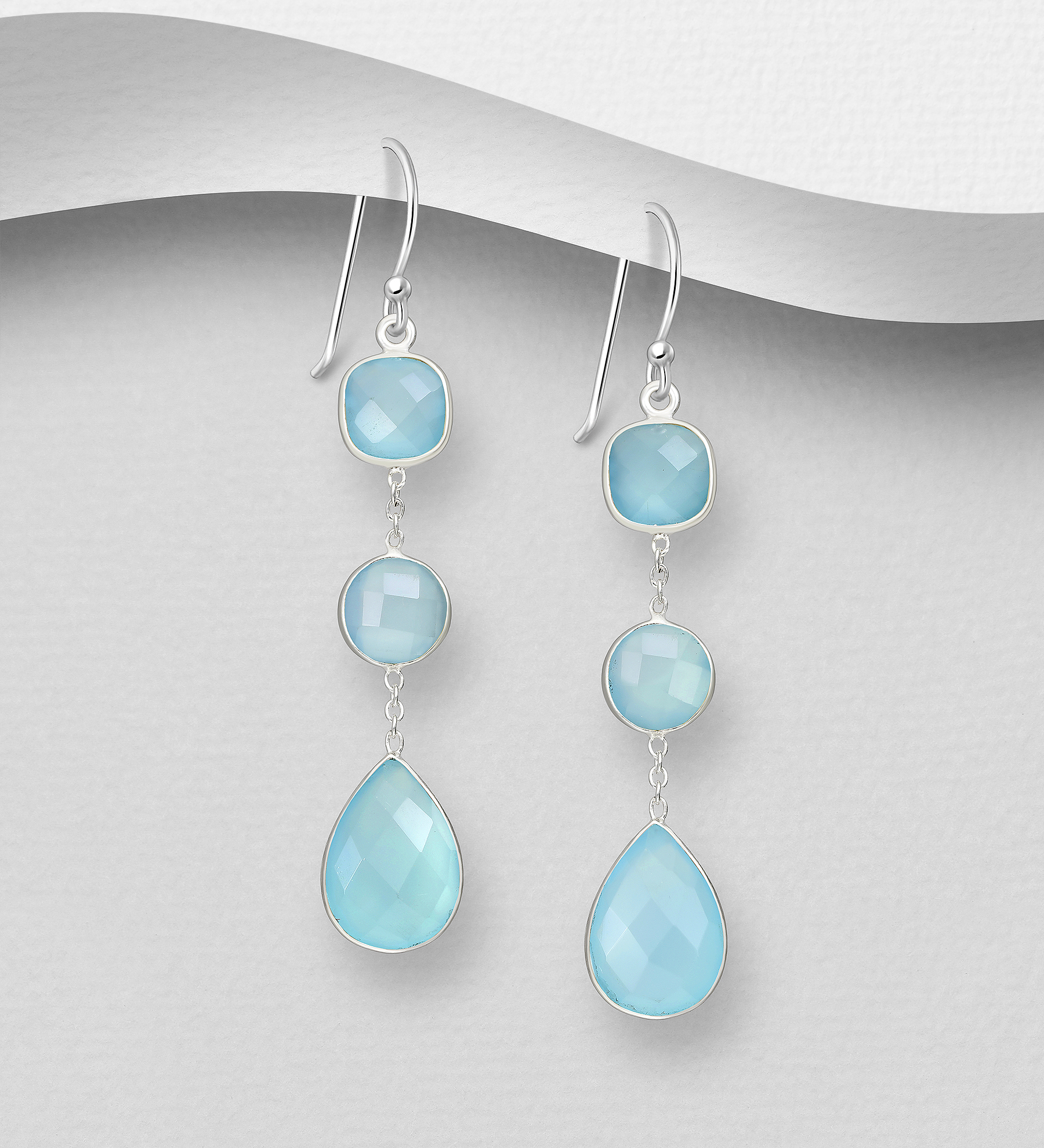 Wholesale 925 Sterling Silver Hook Earrings, Decorated with Various Gemstones - SKU #883-9907