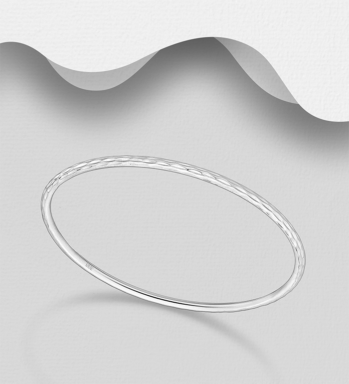 Wholesale 925 Sterling Silver Diamond Cut Bangle - SKU #706-39547