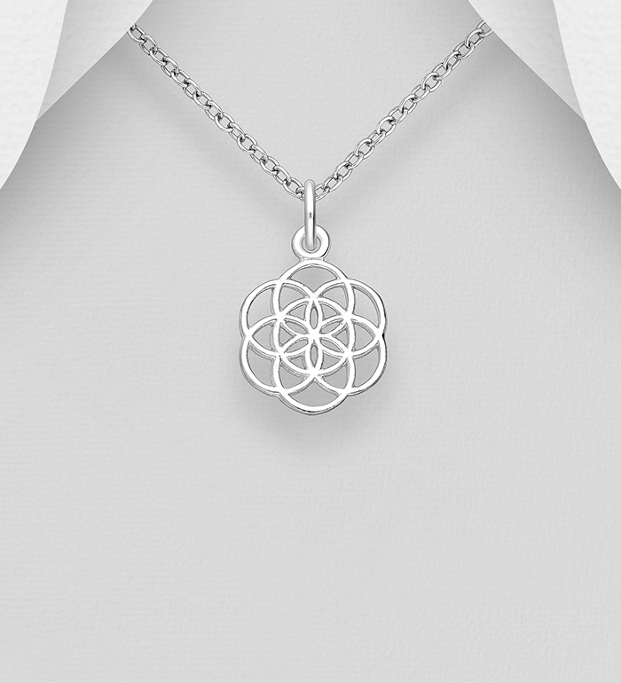 Wholesale 925 Sterling Silver Flower of Life Pendant - SKU #706-39562