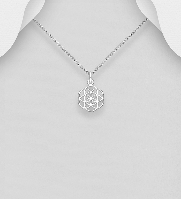 Wholesale 925 Sterling Silver Flower of Life Pendant - SKU #706-39562