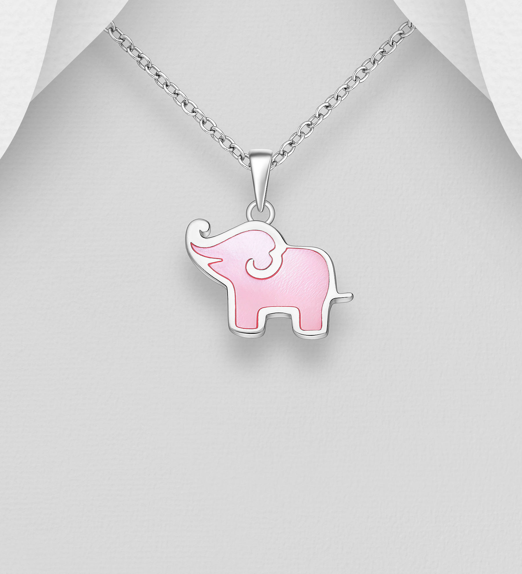 Wholesale 925 Sterling Silver Elephant Pendant, Decorated with Shell - SKU #789-4864