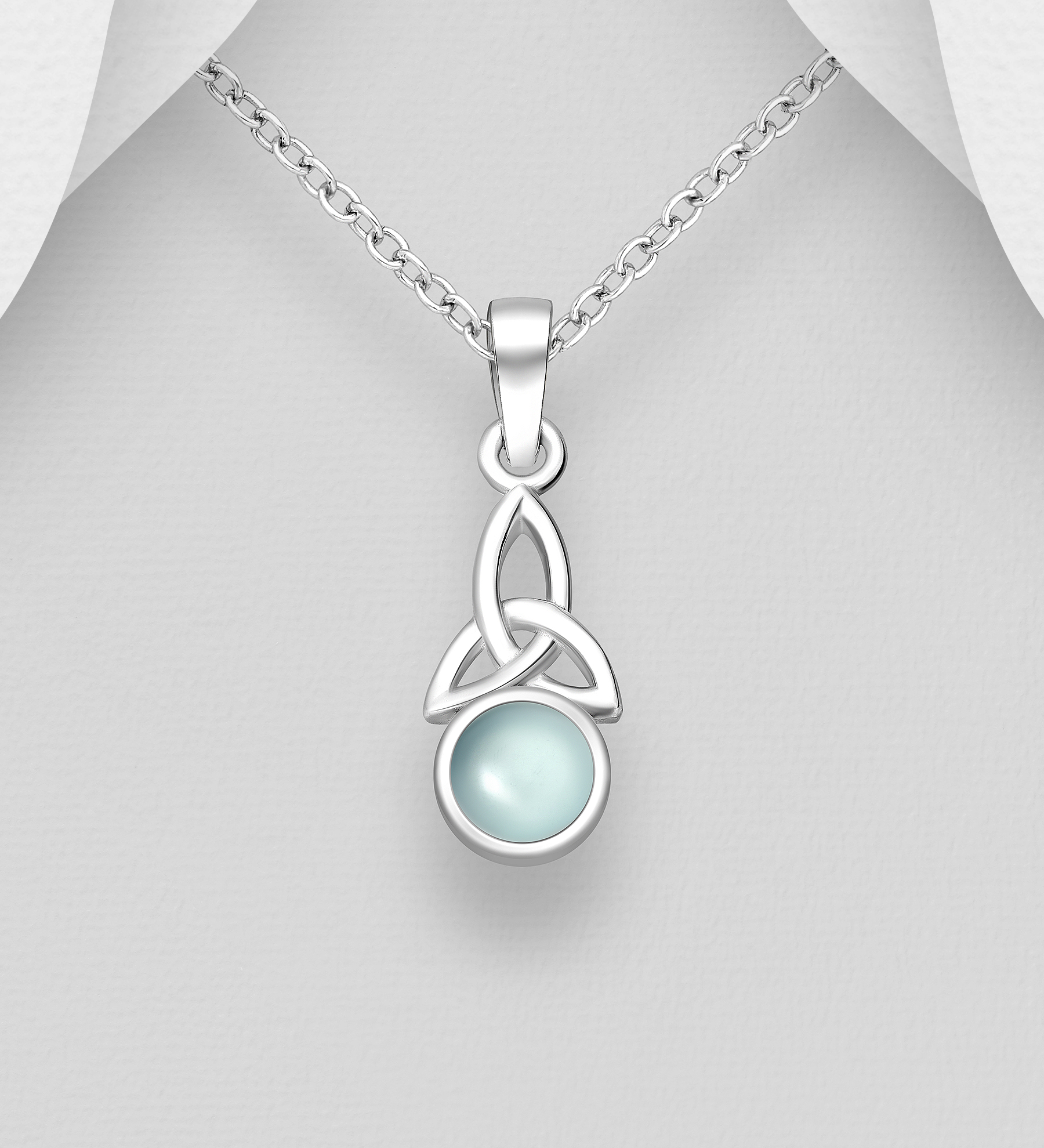 Wholesale 925 Sterling Silver Celtic Pendant, Decorated with Various Gemstones - SKU #883-9952