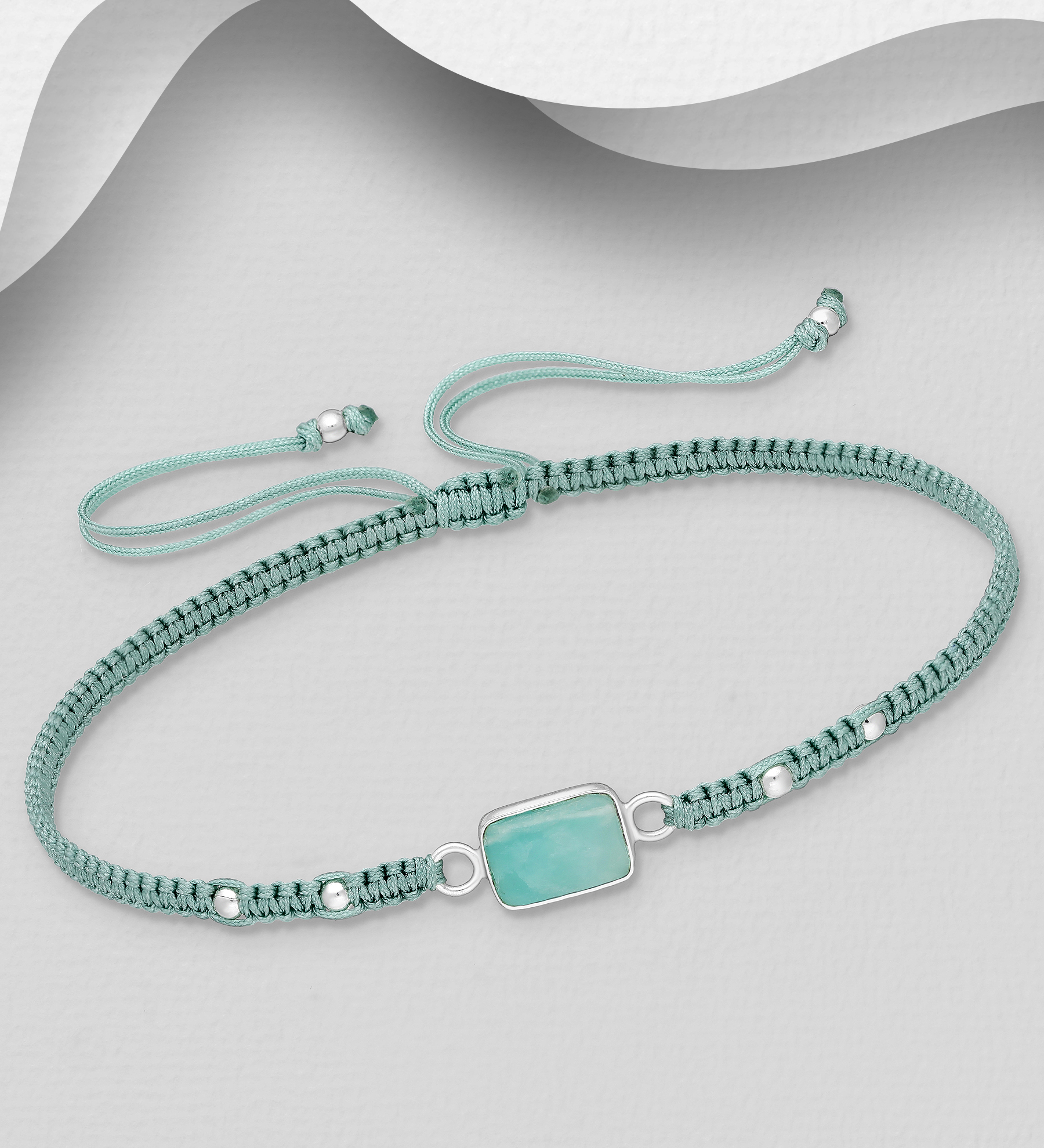 Wholesale 925 Sterling Silver Adjustable Bracelet, Decorated with Various Gemstones - SKU #883-10005