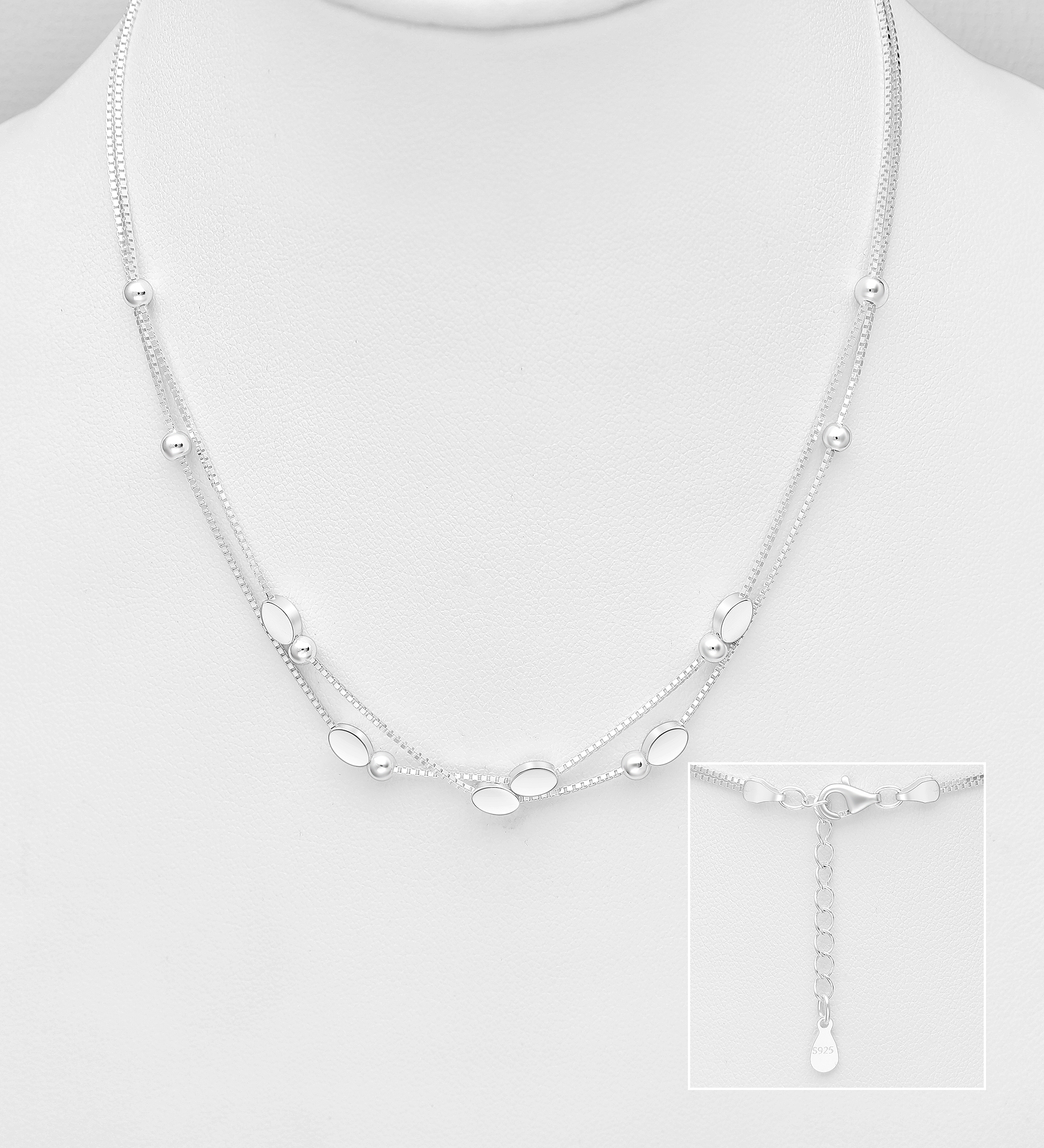Wholesale 925 Sterling Silver Bead Layered Necklace - SKU #706-39696