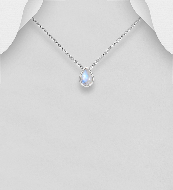 Wholesale 925 Sterling Silver Droplet Pendant, Decorated with Various Gemstones - SKU #883-10014