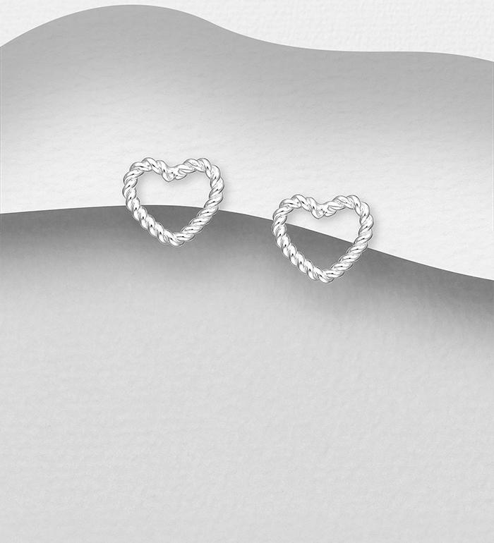 Wholesale 925 Sterling Silver Twisted Heart Push-Back Earrings - SKU #706-39717