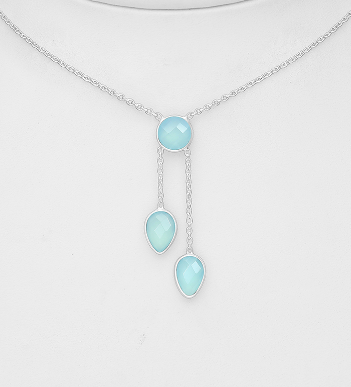 Wholesale 925 Sterling Silver Choker, Decorated with Various Gemstones - SKU #883-10018