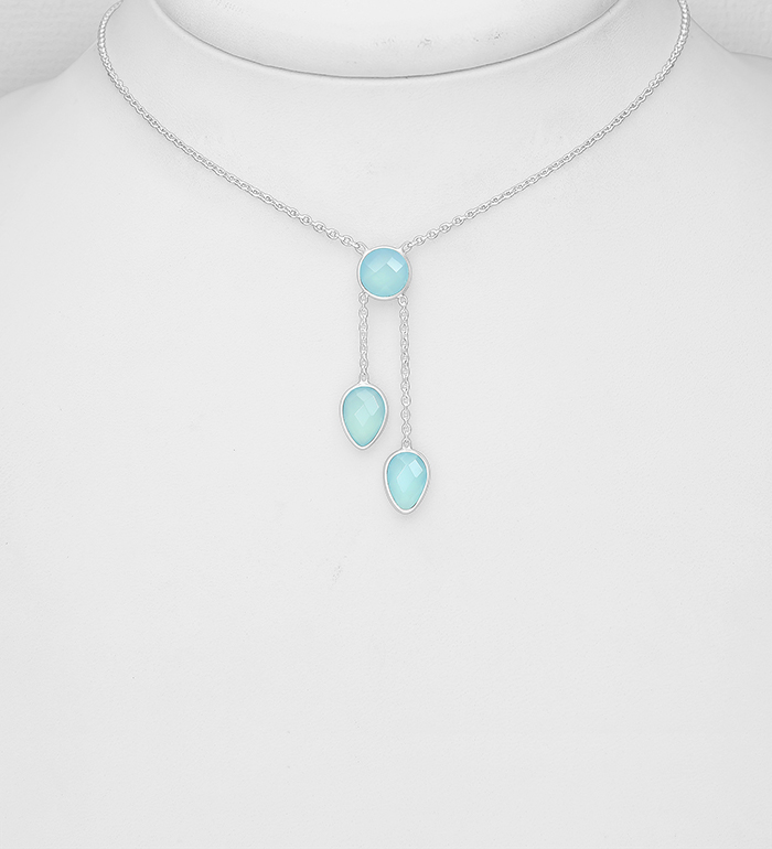 Wholesale 925 Sterling Silver Choker, Decorated with Various Gemstones - SKU #883-10018