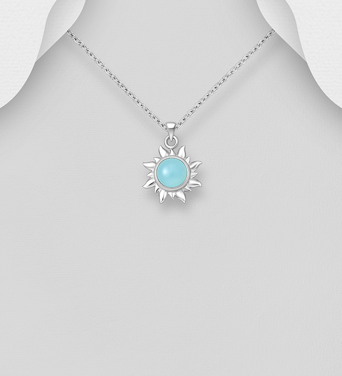 Wholesale 925 Sterling Silver Sun Pendant, Decorated with Various Gemstones - SKU #883-10023
