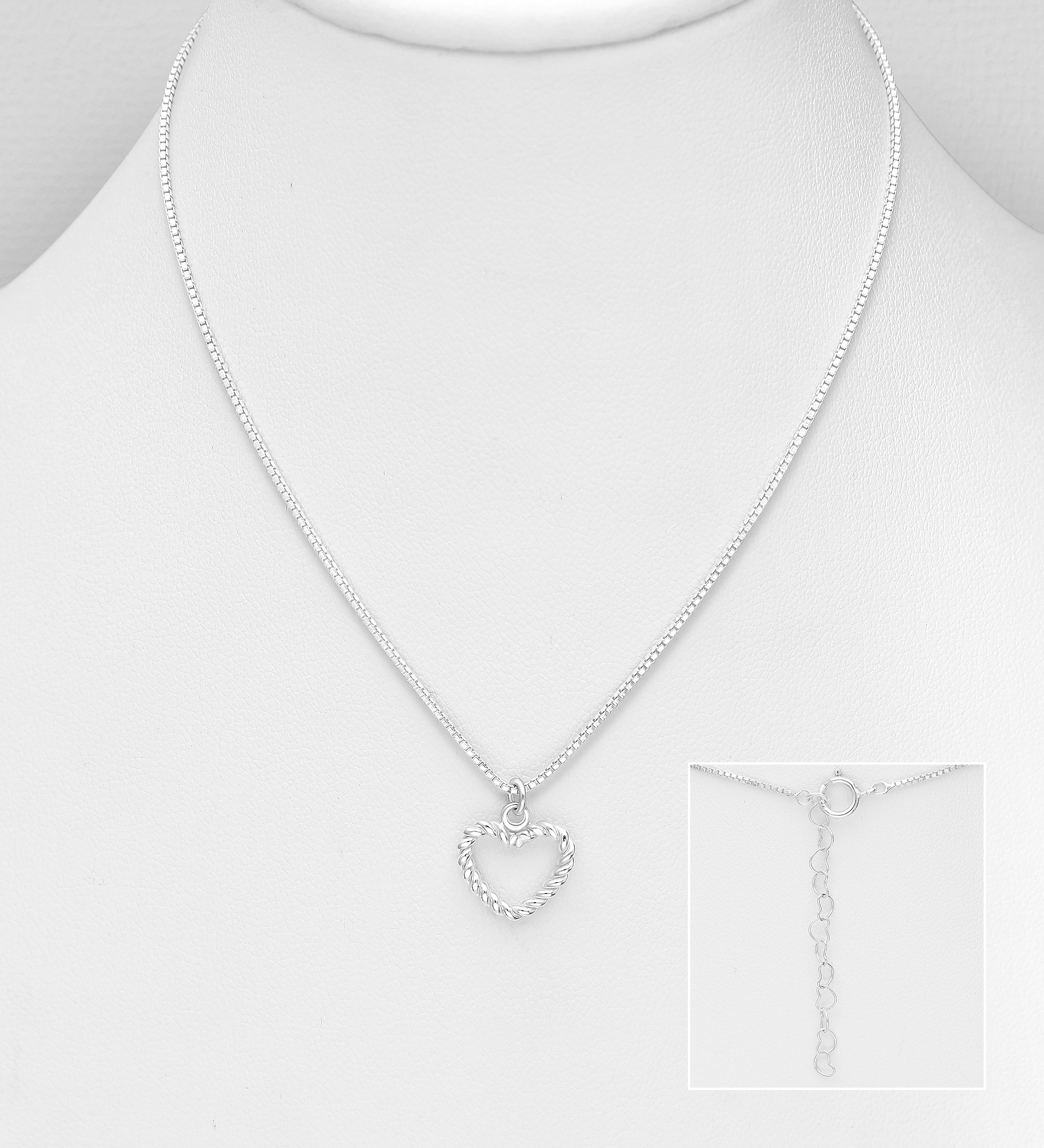 Wholesale 925 Sterling Silver Twisted Heart Necklace - SKU #706-39718