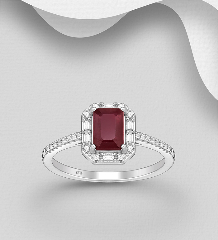 La Preciada - Wholesale 925 Sterling Silver Ring, Decorated with Ruby and CZ Simulated Diamonds - SKU #1181-5252