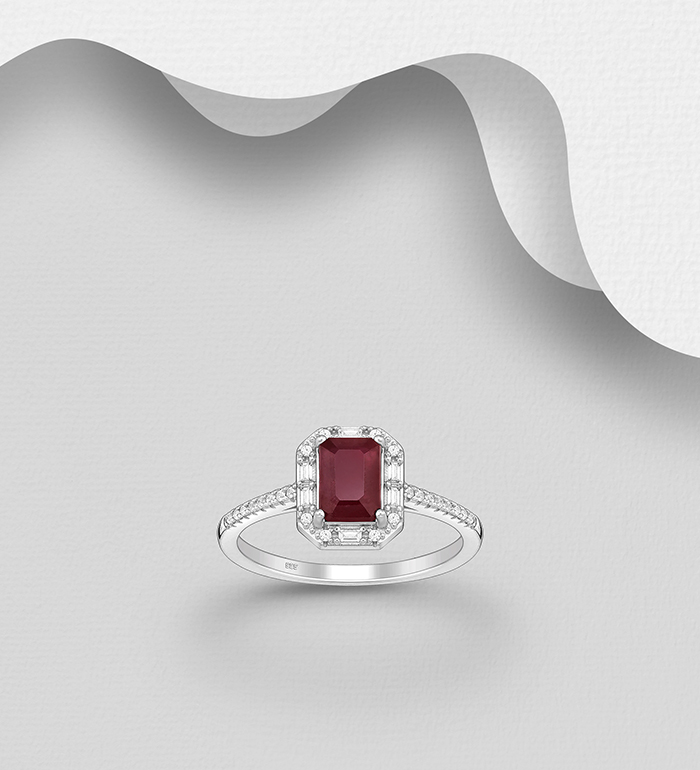 La Preciada - Wholesale 925 Sterling Silver Ring, Decorated with Ruby and CZ Simulated Diamonds - SKU #1181-5252