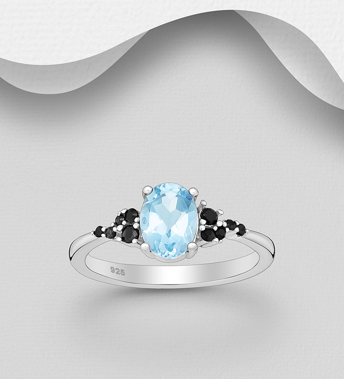 La Preciada - Wholesale 925 Sterling Silver Ring, Decorated with Sky Blue Topaz and Blue Sapphire - SKU #1181-5256