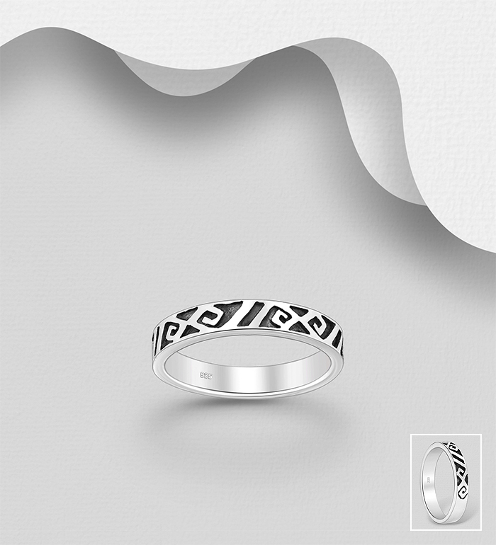 Wholesale 925 Sterling Silver Oxidized Ring - SKU #706-39767