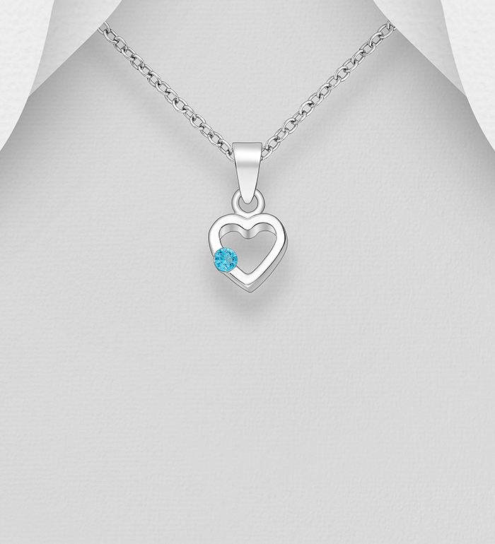 Wholesale 925 Sterling Silver Heart Pendant, Decorated with CZ Simulated Diamonds - SKU #701-33558