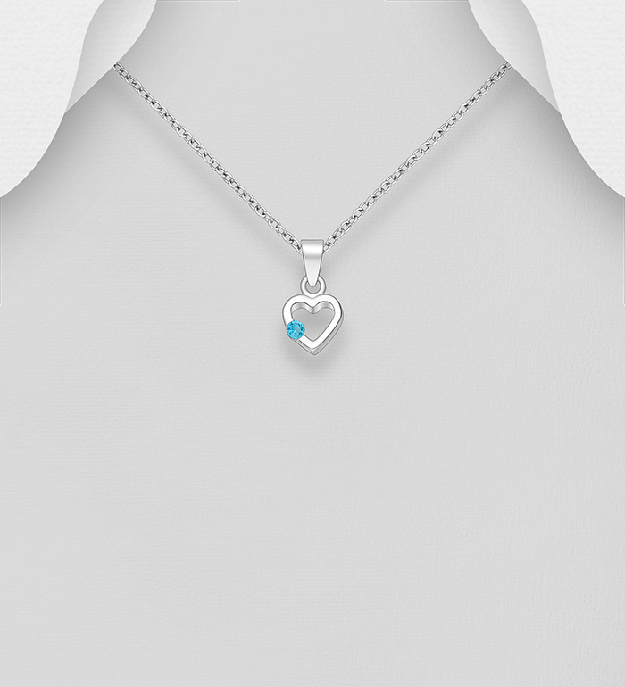 Wholesale 925 Sterling Silver Heart Pendant, Decorated with CZ Simulated Diamonds - SKU #701-33558