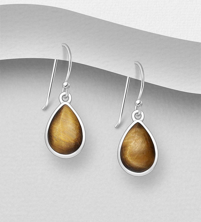 Wholesale 925 Sterling Silver Hook Earrings, Decorated with Various Gemstones - SKU #883-10047