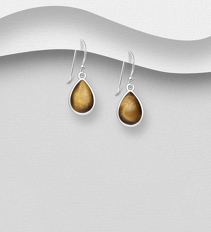 Wholesale 925 Sterling Silver Hook Earrings, Decorated with Various Gemstones - SKU #883-10047