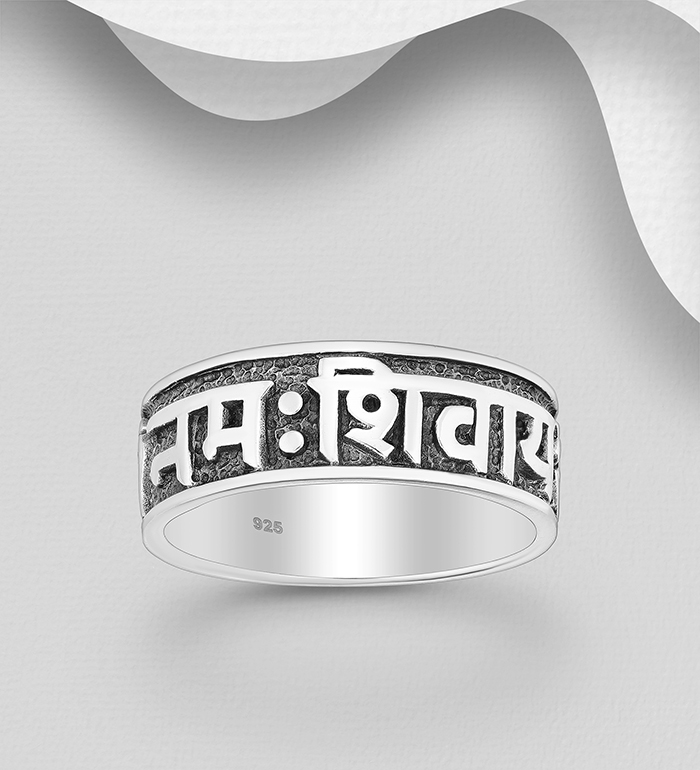 Wholesale 925 Sterling Silver Oxidized Om Nama Shivaya Ring - SKU #1563-1673