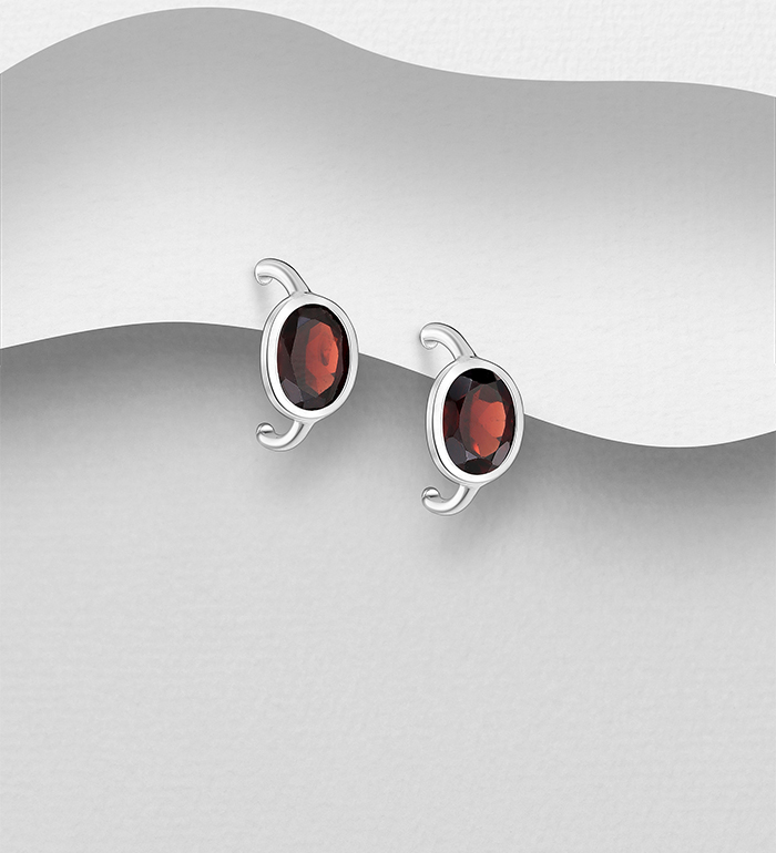 La Preciada - Wholesale 925 Sterling Silver Push-Back Earrings, Decorated with Various Gemstones - SKU #1181-5269