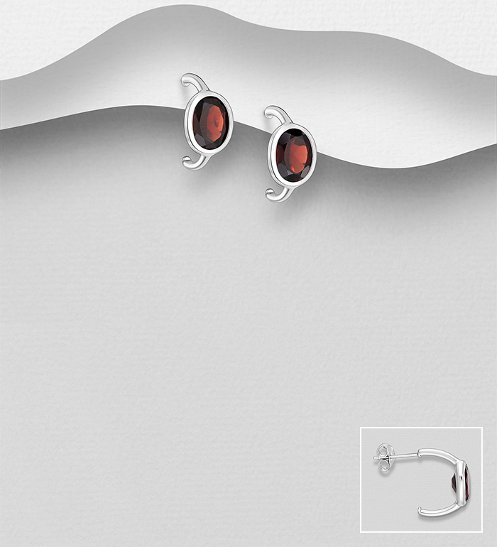 La Preciada - Wholesale 925 Sterling Silver Push-Back Earrings, Decorated with Various Gemstones - SKU #1181-5269